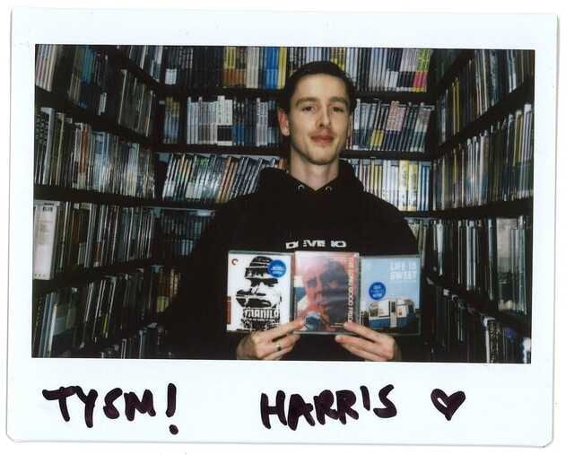 Harris Dickinson inside the Criterion closet.