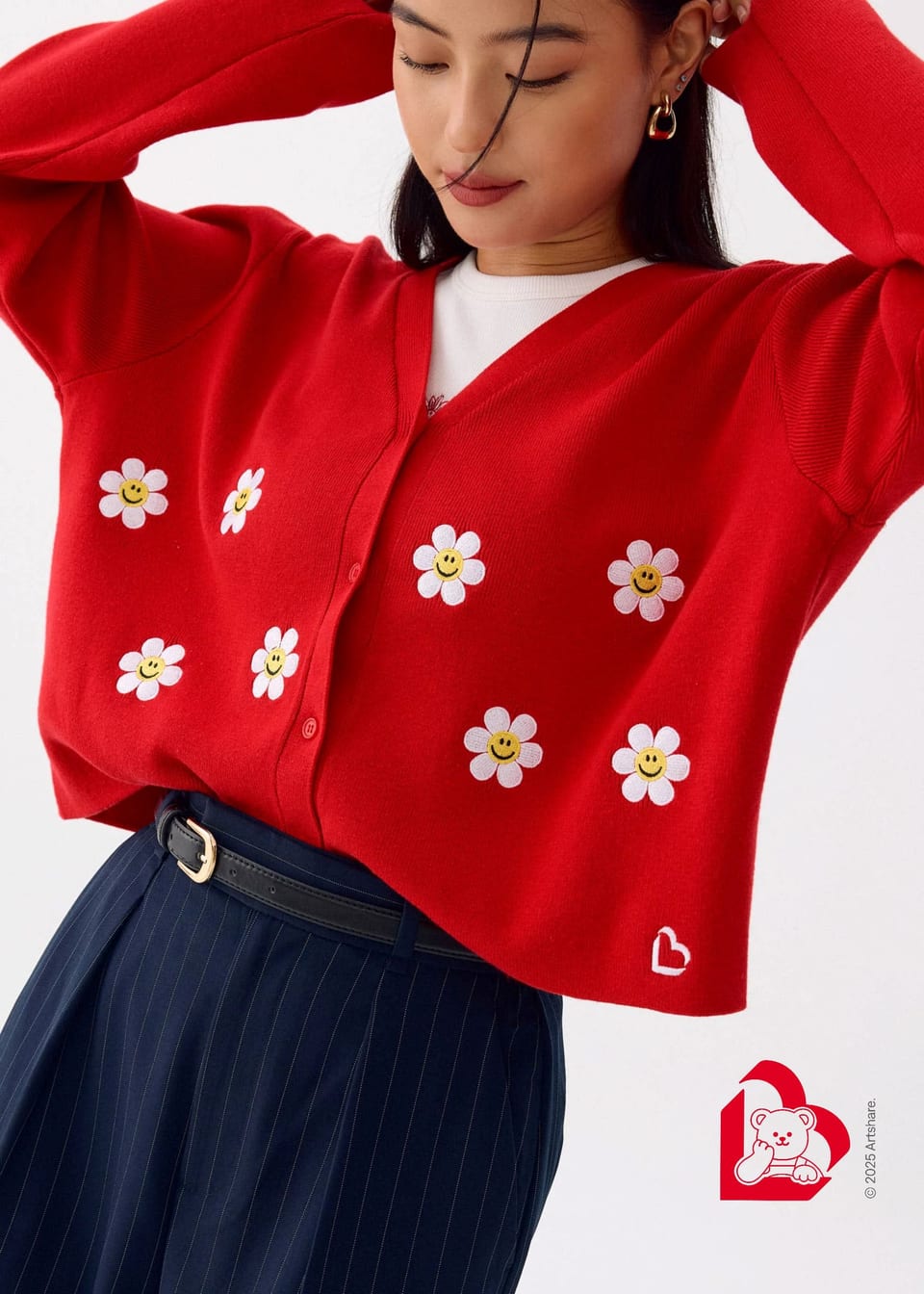 love bonito red knit cardigan