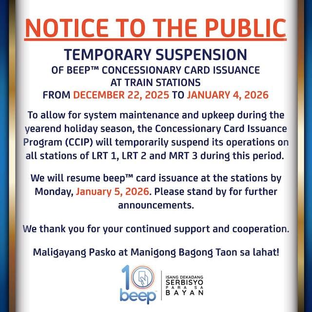 beep card issuance statement
