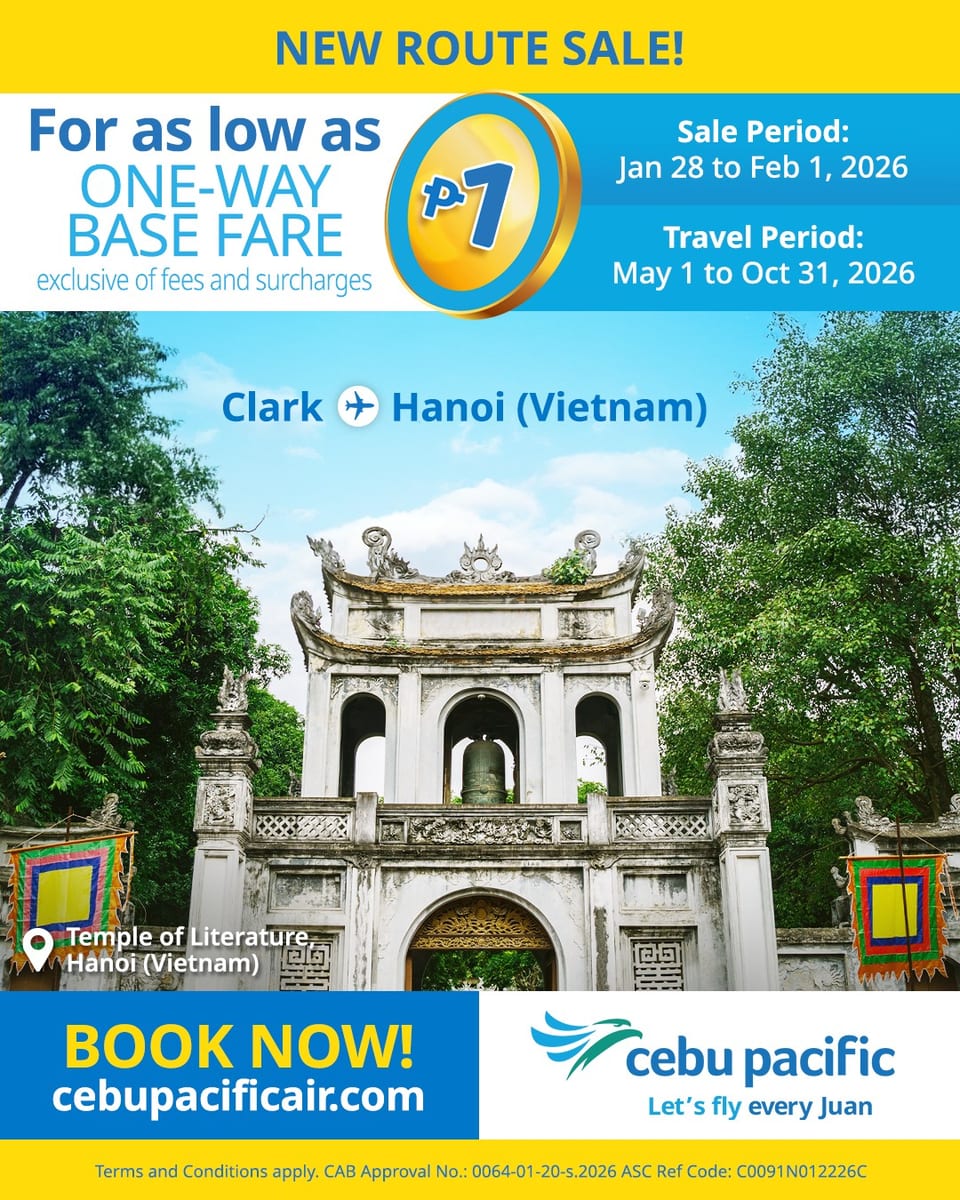 Cebu Pacific Seat Sale to Hanoi from Clark