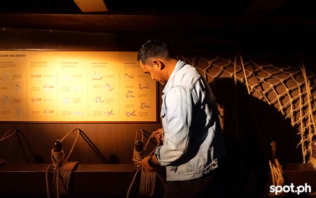 Learn basic sailing skills like knot-tying and navigation aboard the Galeon Espiritu Santo