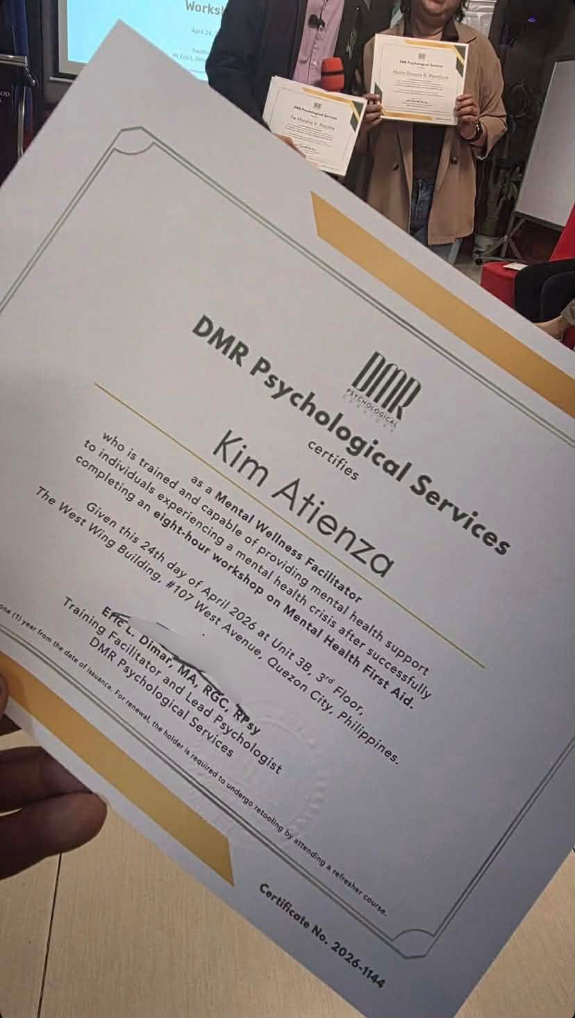 kuya kim mental health certificate