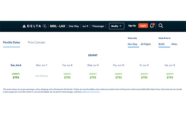 One way flights from Manila to LA start at USD 793 or roughly P48,951