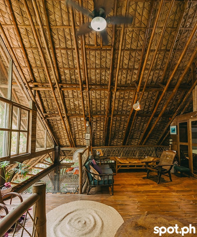 Inside Treehouse 2, a mostly bamboo structure that Howie, Ipat, and Alon call home when they are in Kapusod