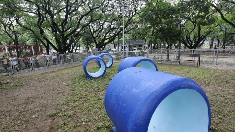 cement pipes at QC dog park