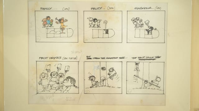 Storyboards, sketches, and illustrations paint Larry Alcala as a multi-faceted artist who often shifts between making comics and doing commercial work.