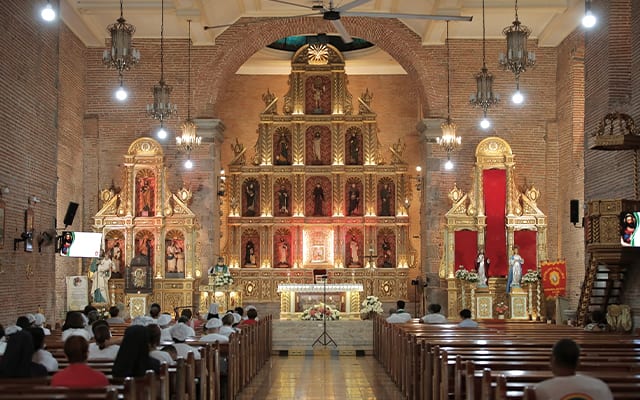 St. John the Baptist Church features three altars finished with gold leafing