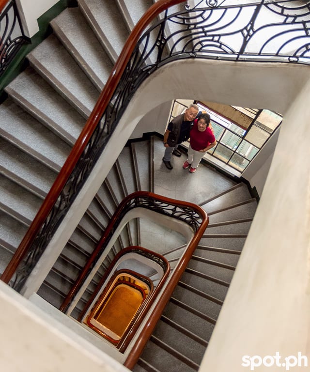 Lorraine and Roberto at the First United Building Staircase